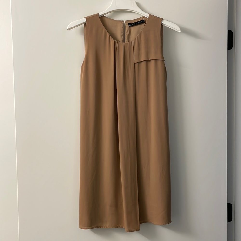 Zara women short lined dress with pleated design front